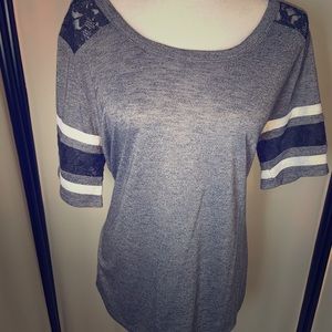 NWT. Maurices top with lace shoulders. Size L